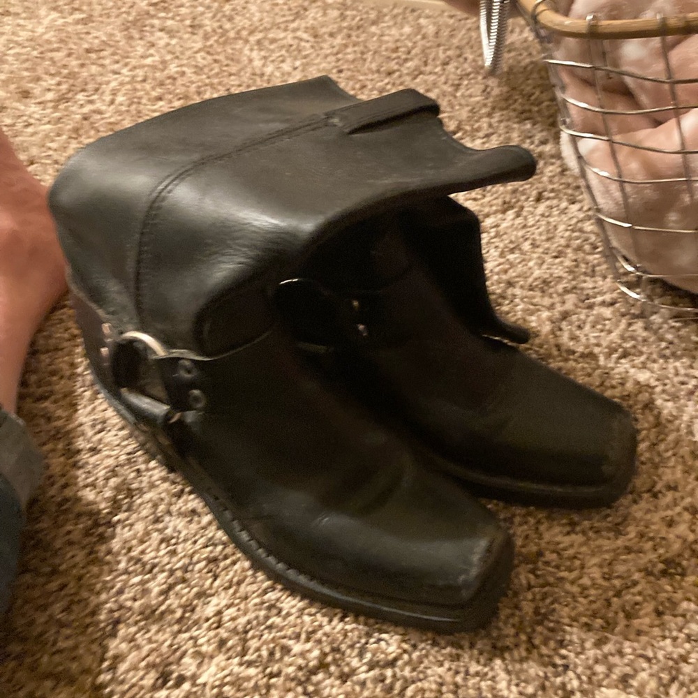 Frye boots—scuffed but solid— Only need a good polish
